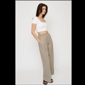 NWT Dynamite Ultra High Waisted Heidi Wide Leg Pants - Stone, Tan, Beige
